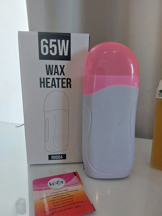 Zestaw do depilacji woskiem: podgrzewacz + dwa woski + paski