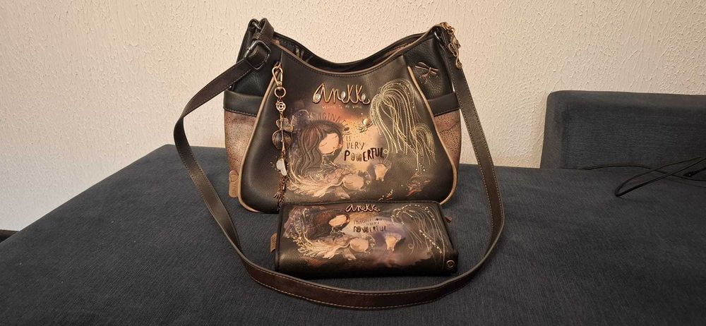 Brązowa torebka Anekke elegancka, na ramię + portfel