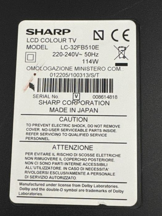 Telewizorl 32 cale SHARP model LC-32FB510E