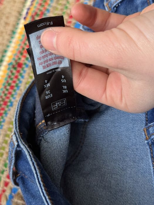 Джинсы стрейч синие клеш высокая средняя талия 38 36 flared bootcut