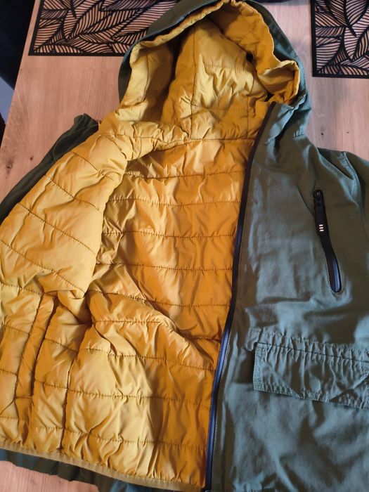 Kurtka Parka przejściowa  Cool Club 2 w 1 khaki i musztadowa rozmiar 116