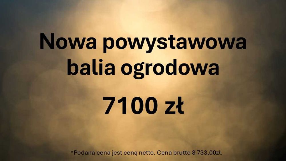 Nowa powystawowa balia ogrodowa z piecem zintegrowanym