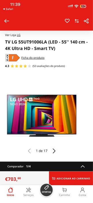 TV LG 55’ 4k AI ThinkQ 55UT91006LA