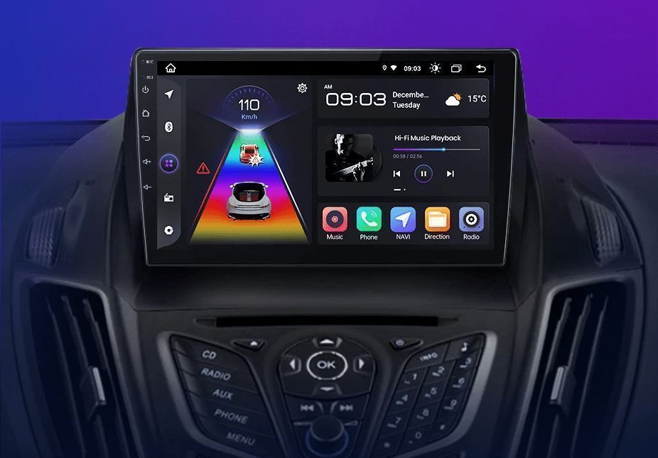 Ford Escape Kuga 2 C-MAX 2013-2016 – Radio Android 15 9" CarPlay Android Auto GPS Nawigacja Stacja Multimedialna WiFi Bluetooth PL 1GB/32GB