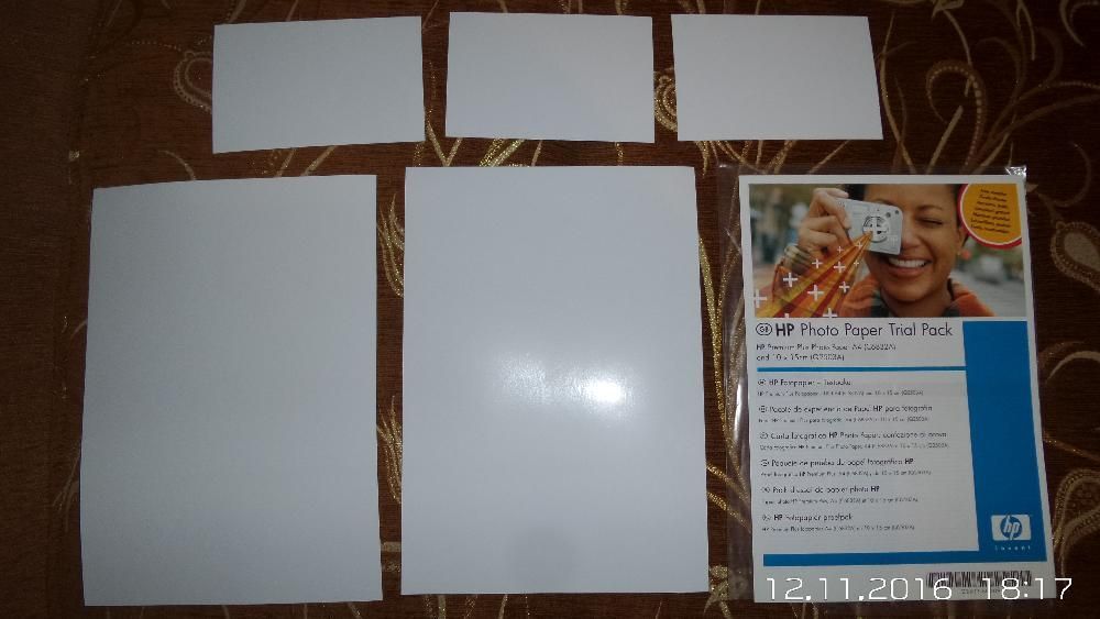 Papier fotograficzny próbka A4 i 10 x 15cm stan idealny HP