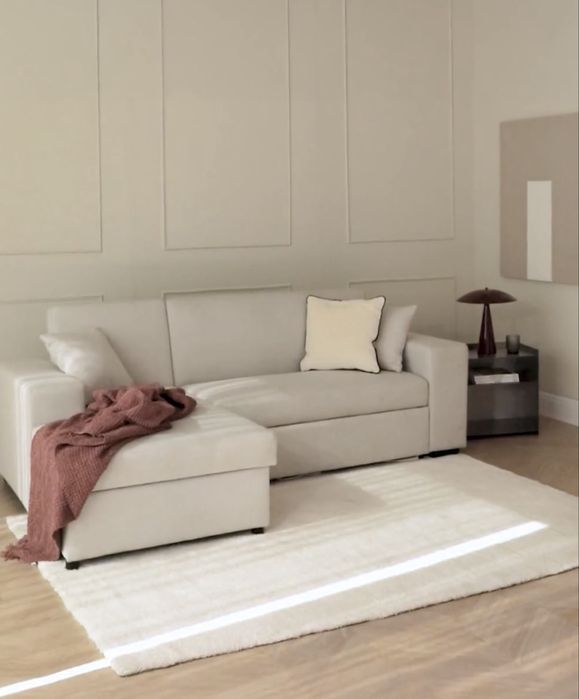 Sofá-cama Sklum chaise longue esquerda 3 lugares em tecido bege