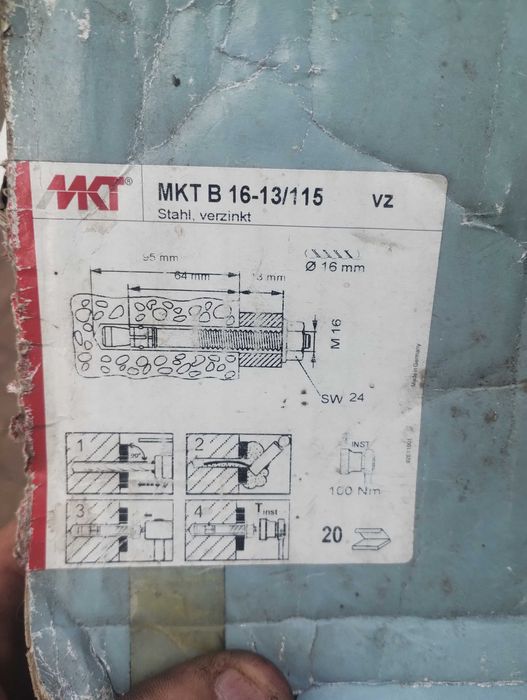 Kotwy kotwa  M16 do betonu mkt kołki rozporowe