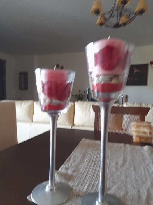 Conjunto de castiçal com decoração