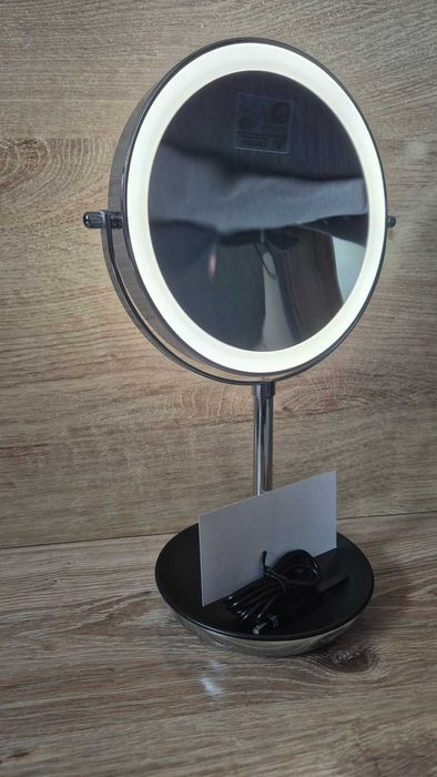 Powiększające Lustro LED do makijażu, NOWE, dwustronne, 17 cm, obrotowe.