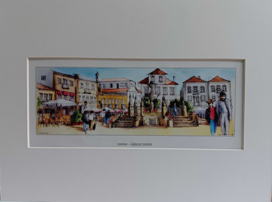 Caminha em litografia de aguarela de Guy Moll