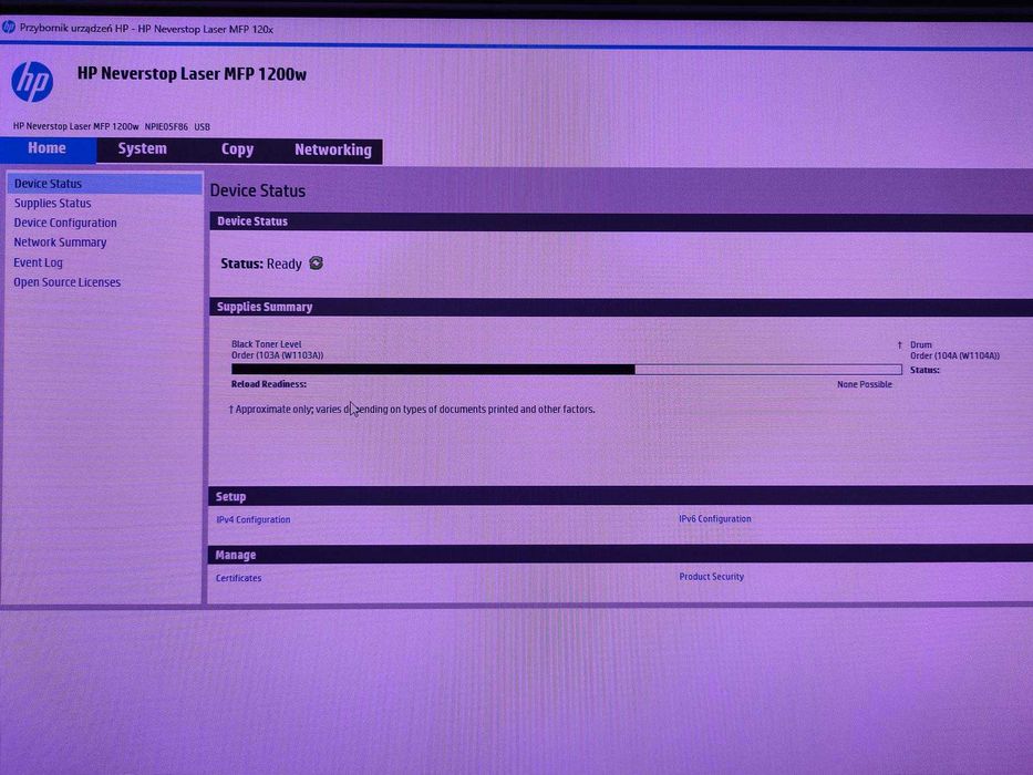 Drukarka laserowa HP Neverstop Laser MFP 1200w