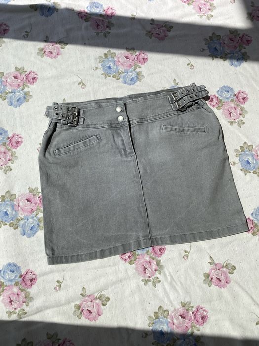 Szara krótka spódniczka regulowana S 36 M 38 vintage y2k