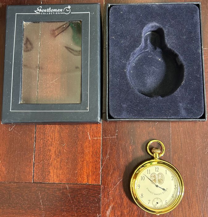 [Avariado] vintage novo quartzo dourado relógio "Einheit Macht Stark"