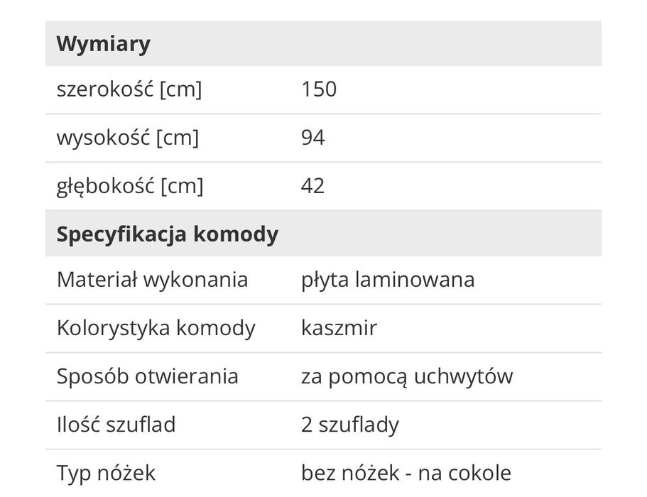 Komoda kaszmirowa