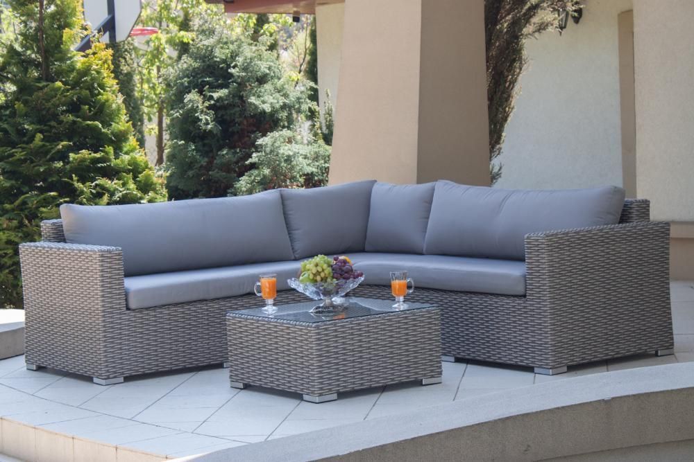 Zestaw meble ogrodowe technorattan  narożnik szary LUCIO