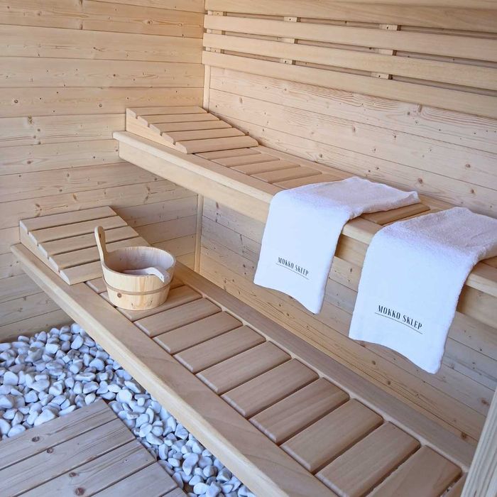 Sauna ogrodowa 6 × 2,5 m z zadaszeniem PRODUCENT strefa SPA