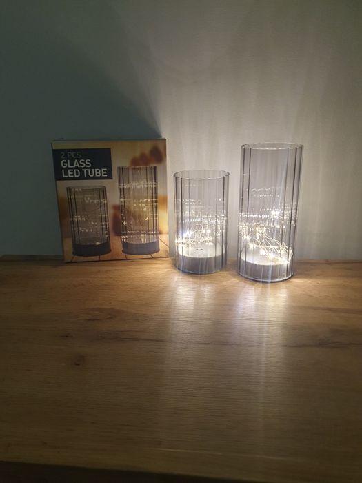 Zestaw 2 szklanych Lampionów Tub Led