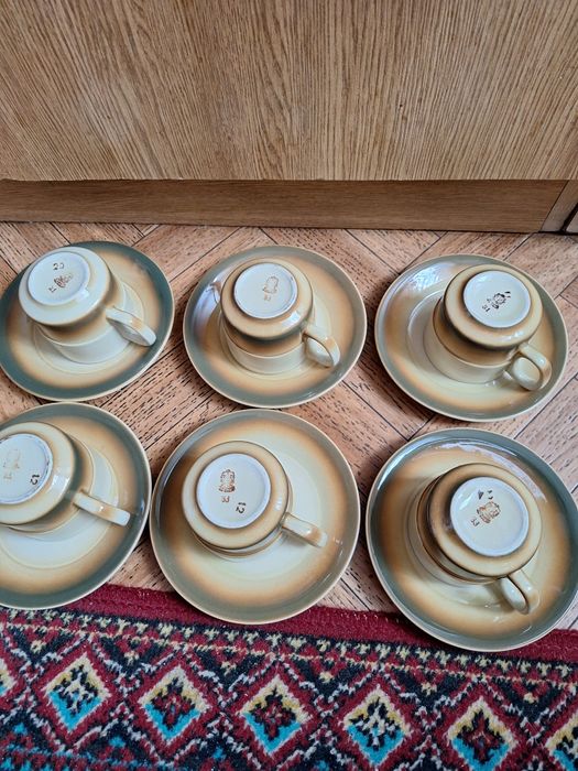 PRL Porcelit Tułowice komplet do kawy 6 filiżanek i 6 talerzyków