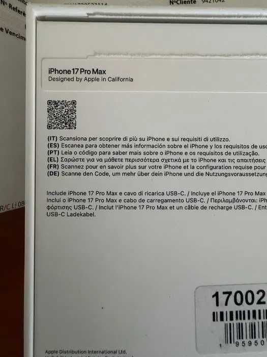Phone 17 Pro Max 256gb NOVO com fatura e garantia