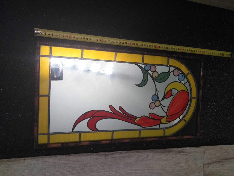 angielskie lustro z witrażem metodą tiffaniego- unikat, rękodzieło