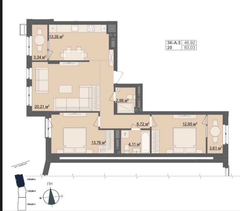 Продам 3 кімнатну квартиру в ЖК Рівер Сіті