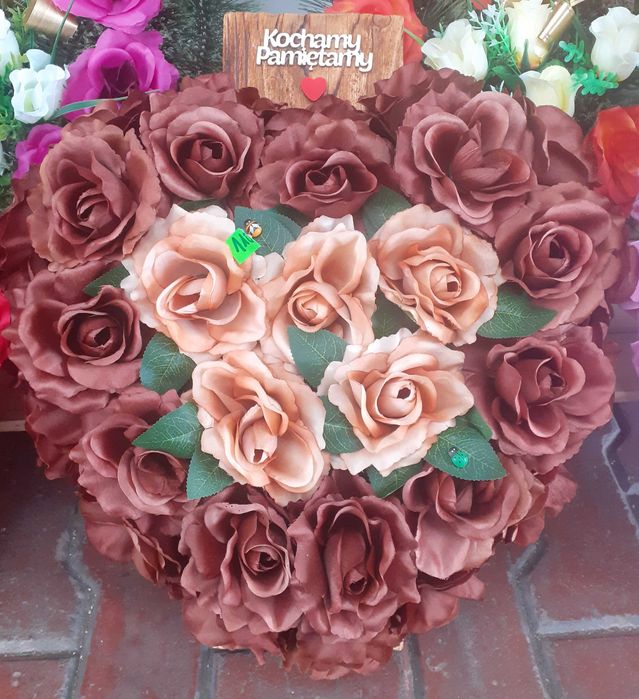 Serce stroik na grób 40cm różne