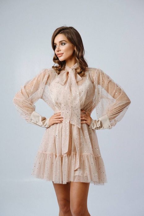 Шифонова сукня нова комбінація атласна стильна випуск вечірня