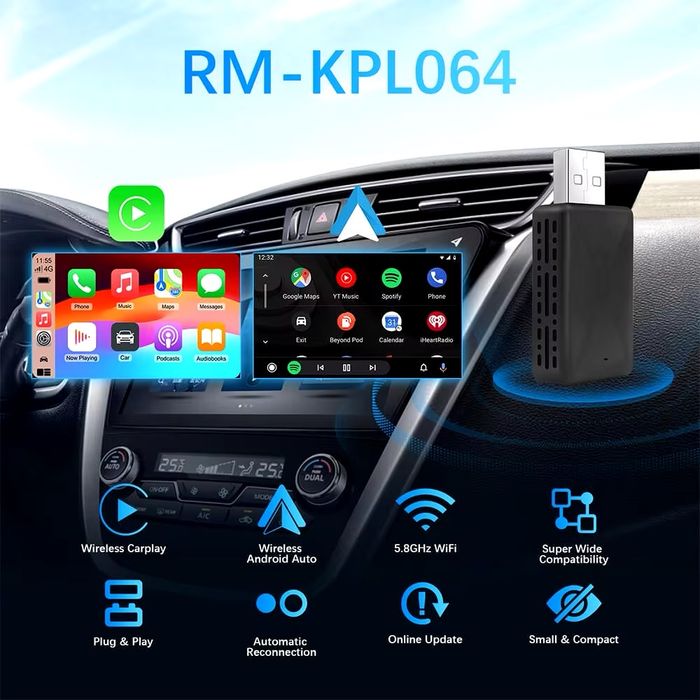 Адаптер RM-KPL064 - бездротовий Apple CarPlay та AndroidAuto