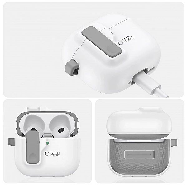 Etui Tech-Protect Slim Hook na AirPods 4 - białe