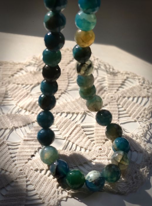 Намисто, кольє, смарагдовий  агат