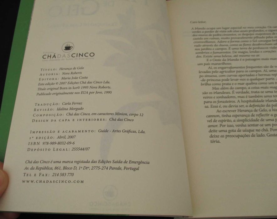 Livro Herança de Gelo Nora Roberts Chá das Cinco