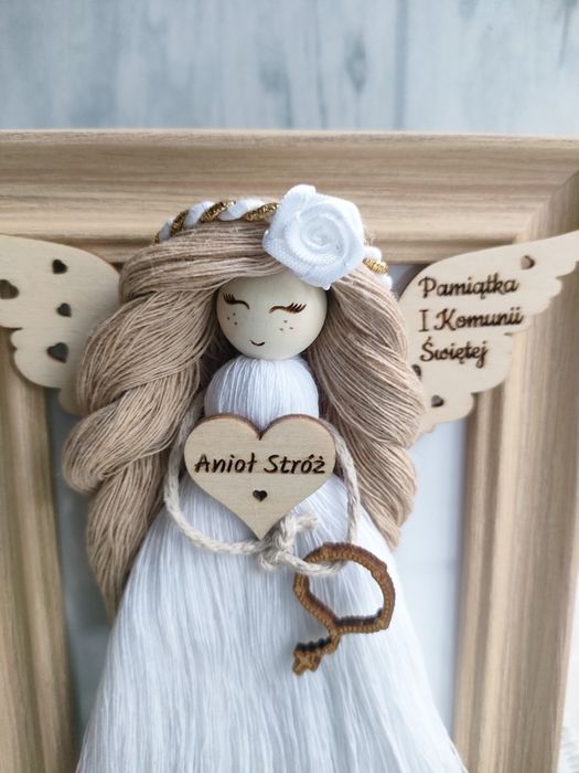 Pamiątka Pierwszej Komunii Świętej Anioł Stróż rękodzieło