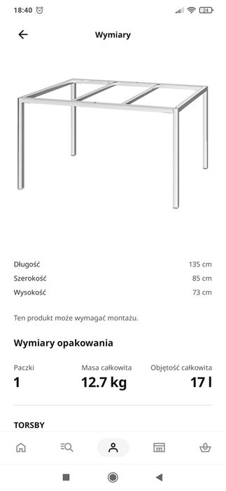 TORSBY Stół, chrom, ceramika, czarny/marmur, 135x85cm