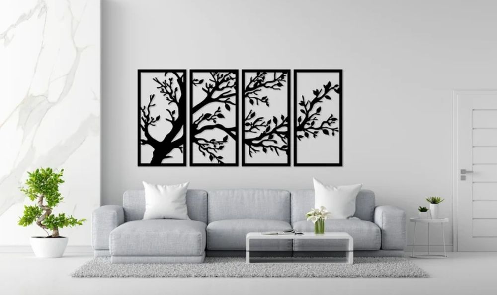 Nowoczesny obraz 3D Drzewo. Obraz drewniany ażurowy. Dekoracja ścienna