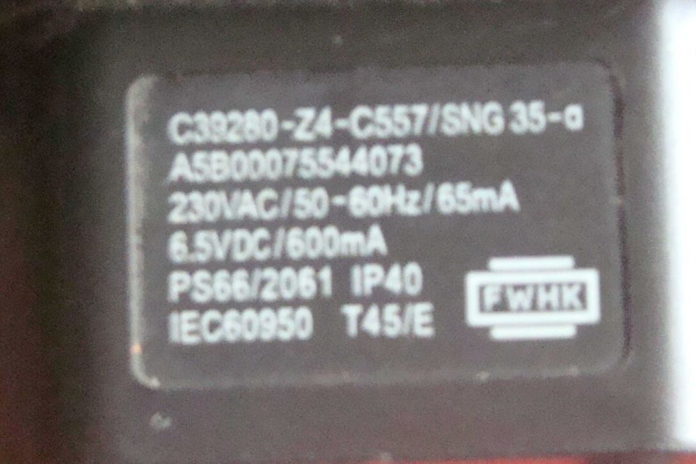 Adapter / ładowarka 230VAC 50Hz - 6,5VDC  600mA