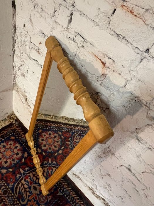 Lustro zdobione jasne drewno prl vintage retro