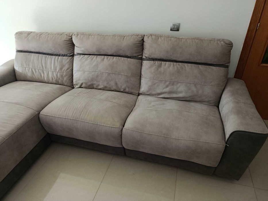 Sofá Microfibra anti-gato bom estado / 4pax + Chaise Longue reversível