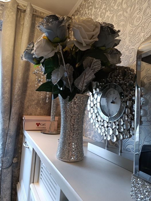 Wazon srebrny Glamour z lustrzanej mozaiki błyszczący nowy