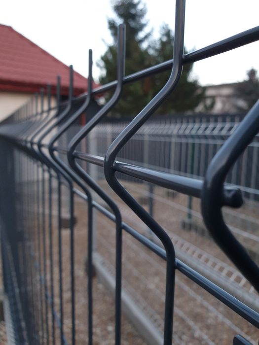 Panel ogrodzeniowy 120 cm Czarny Antracyt Siatka Slupki PODMURÓWKA