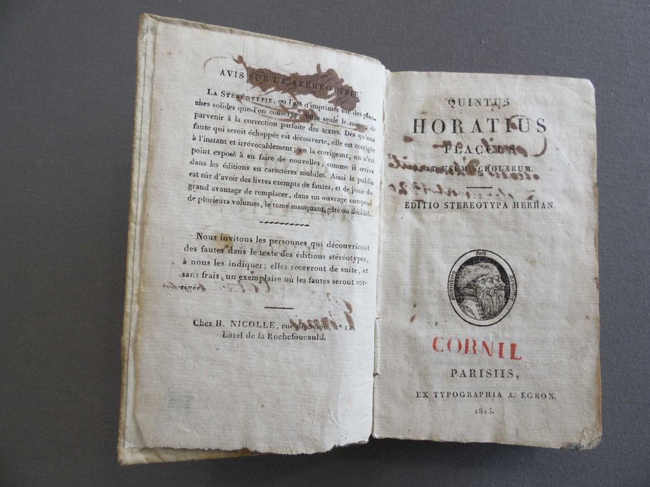 Livro Quintus Horatius Flaccus, 1815