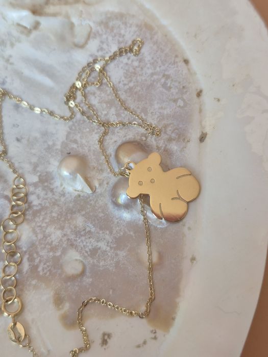 Złoty łańcuszek celebrytka miś typu Tous gładki p. 585