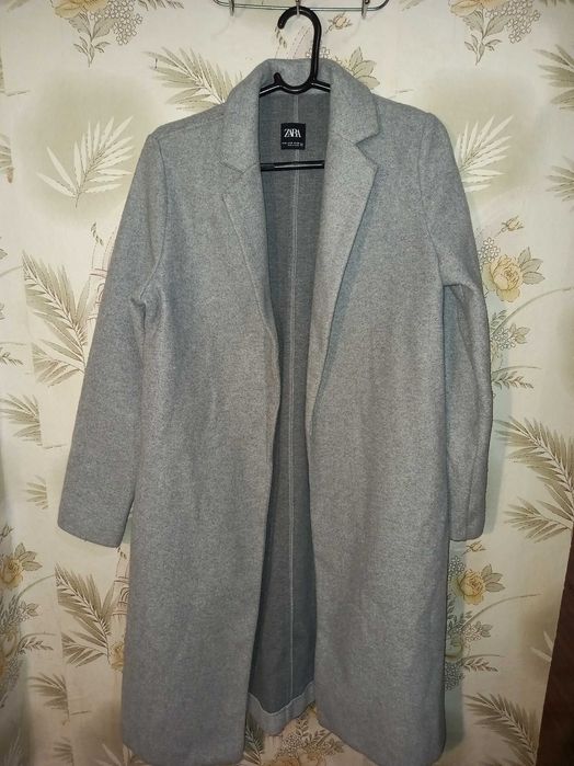 Пальто жіноче демісезонне  zara women basic coat 5070/629/803 сіре