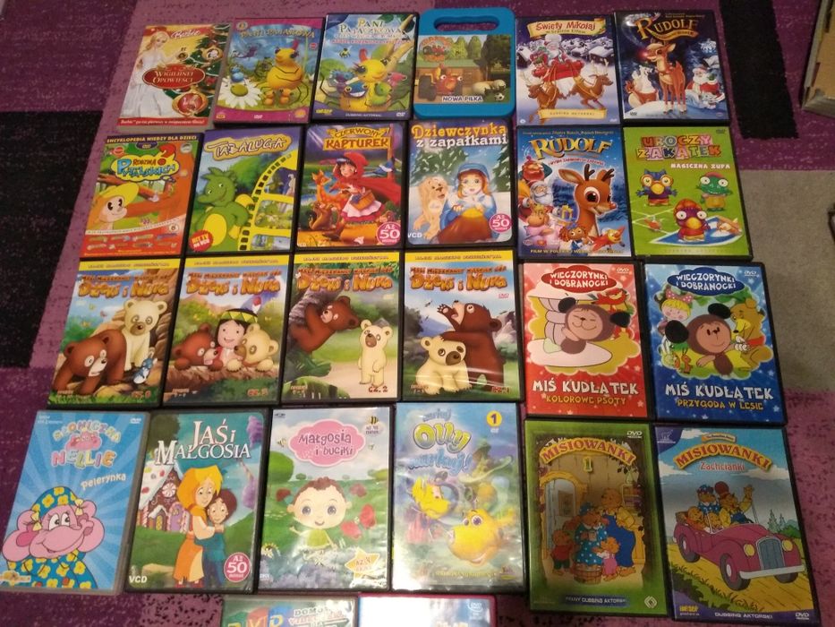 Bajki DVD, VCD, słuchowiska i gry na Pc duża paczka 55 sztuk