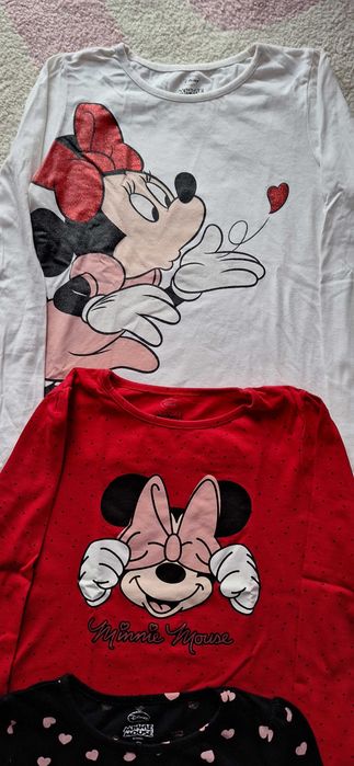 Trzypak koszulki bluzki H&M Myszka Minnie