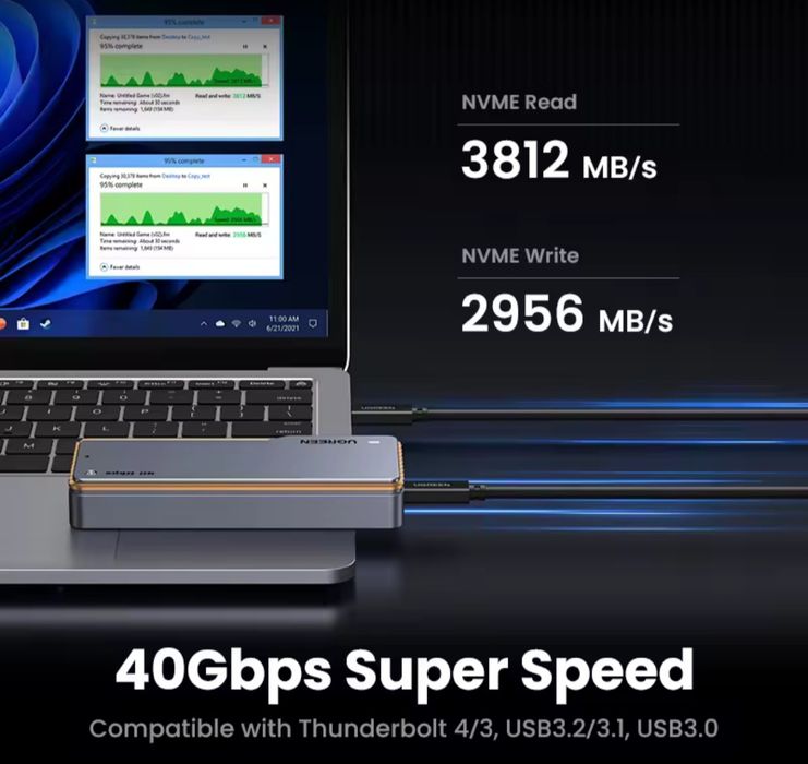 Ugreen SSD  карман M2 NVME 40 Gbps USB 4.0 (CM 642 )