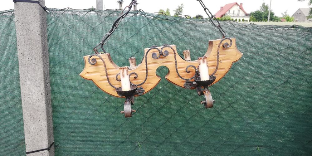 Lampa wisząca drewno, metal