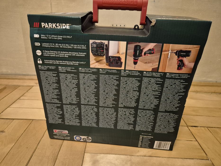 Акумуляторний дриль шуруповерт з великою кількістю насадок parkside