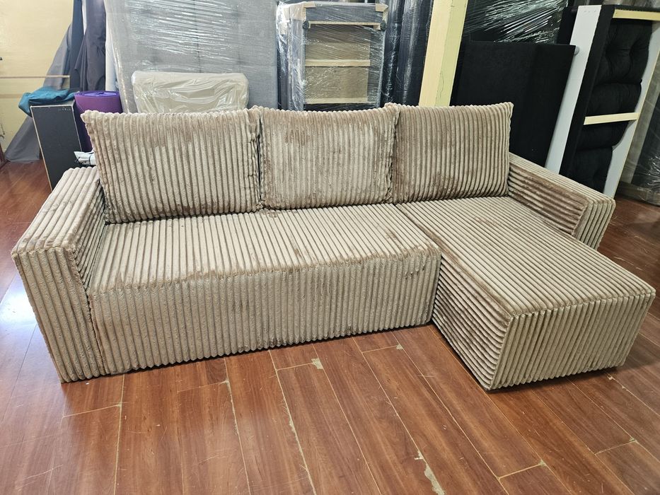 Narożnik Kanapa Sofa Gruby Sztruks Dostawa Cała Polska