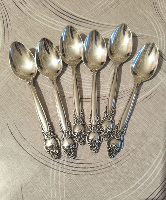 Ложки чайні вінтажні мельхіор набор " Троянда" в подарунковій коробці