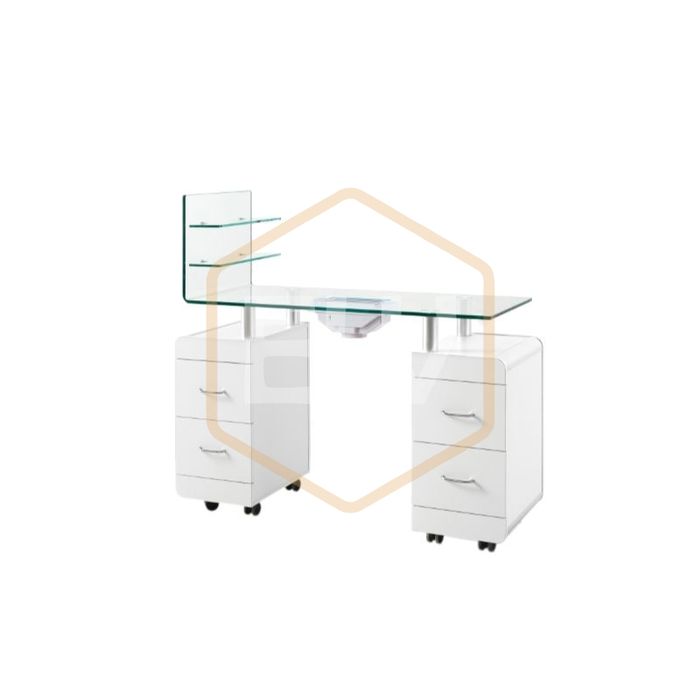 Glas Manicure Table com coleta de poeira Ewwk-WKM014